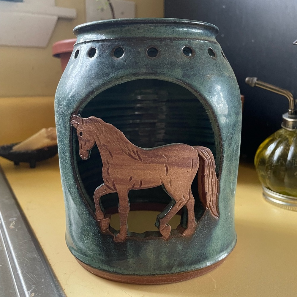 Horse equine pottery for over a candle